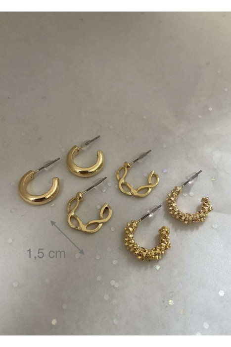 Heliophilia Silver KPEGMSA186 Juego de Pendientes de Latón Dorado con Laca 6 Piezas